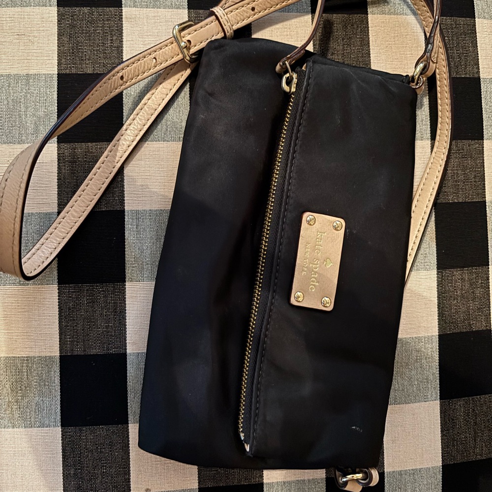 Kate Spade Black and Tan Crossbody Bag with Minimalist Design